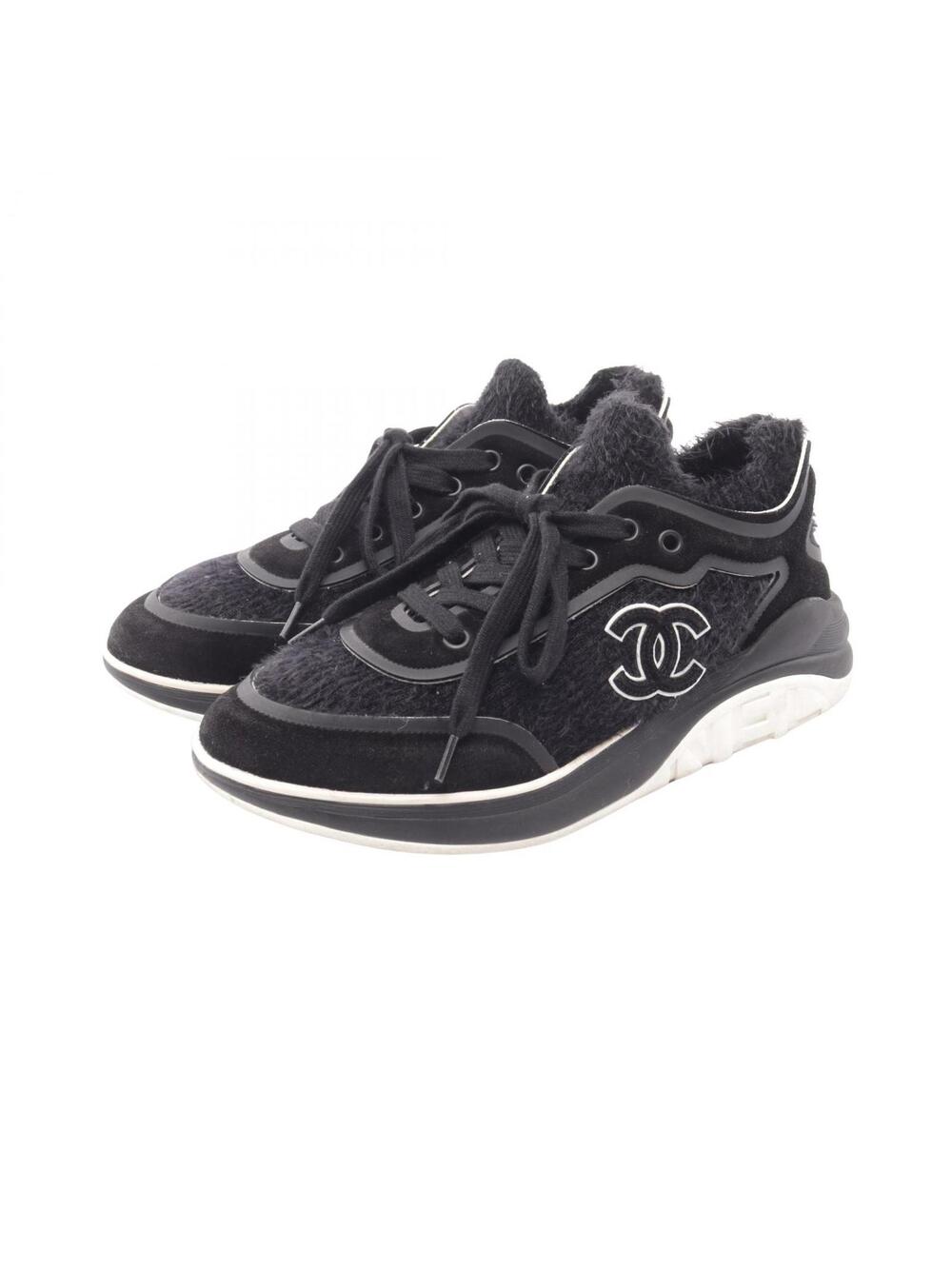 Chanel Coco Mark Shaggy Knit Sneakers #373016C77B